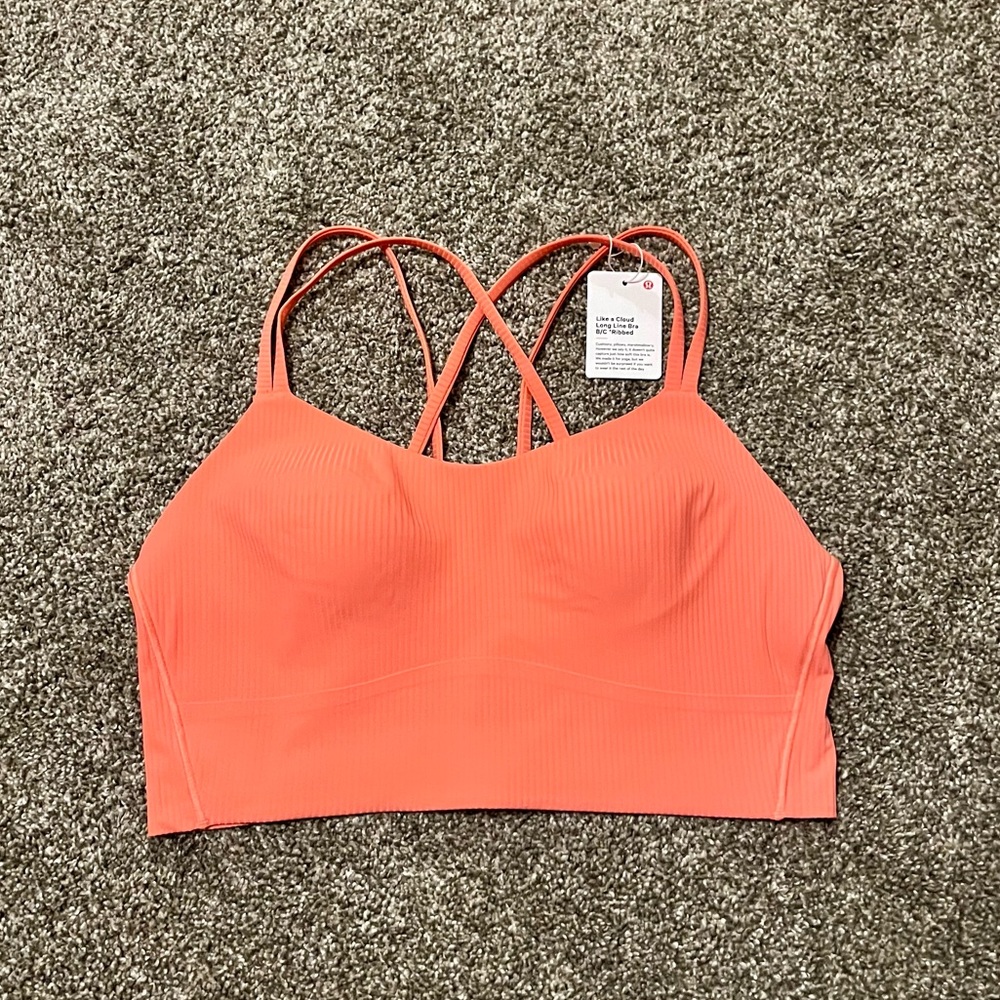 Lululemon Like Cloud Ribbed Longline Bra Sunset 10